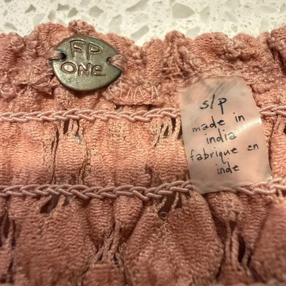 Free People Adella Bralette Copper Rusty Rose Small Coquette Festival Romantic
